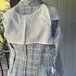 blue tweed woven size 2 Lady jacket navy trim cameo buttons Photo 7