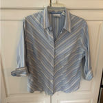 Worthington  Petite Stretch Blue Stripe Button Up Shirt Easy Care Women 16P Photo 0