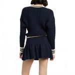 En Saison Collegiate Pleated Long Sleeve Cable Stitch Mini Sweater Dress NWT Blue Size M Photo 5