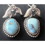 New Hespera 925 Sterling Silver & Kingman Turquoise Oval Dangle Drop Earrings Photo 2