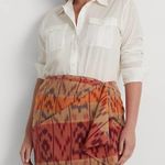 Lauren Ralph Lauren Plus Size Skirt Linen A Line Printed Boho Western US 14 NWT Tan Photo 2