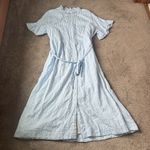 Crown & Ivy  Light Blue/White Striped Eyelet Cotton Dress SIZE XL Photo 0
