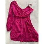 Topshop  Womens Hot Pink Jacquard One Long Sleeve Faux Wrap Mini Dress Size 10 Photo 6