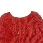 Maje  Open Weave Woven Sweater Burnt Orange Pullover Cotton Size 1 Small Women's Photo 3