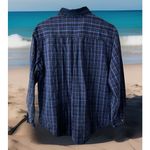 Y2K CASEY&MAX Blue Plaid Shirt L Embroidered VTG School Scene Corduroy Collar Size 12 Photo 3