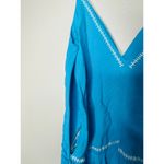 ESTEBAN CORTAZAR COLLECTIVE Aqua Hourglass White Stitch Midi Dress Size Medium Blue Photo 9