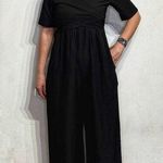 Made With Love Black Short Sleeve Faux Wrap Jumpsuit Sz M NWT Size M Photo 0