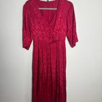 April Cornell Women’s Romantic Jacquard Court Maxi Dress Red Floral Size Large Photo 8