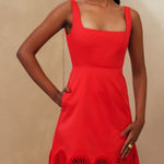 Elexiay Kogi Crochet cut out A Line Mini Dress Square Neck Red $300 M revolve Size M Photo 0