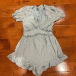 Francesca's Francesca’s Light Blue V Neck Romper Photo 0