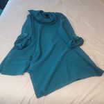 Ali Miles Blue Top Womens Blouse Size L Textured 3/4 Sleeve Cowl Neck. Size L Photo 7