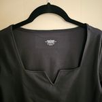 Square Neck with V Plunge Black Short Sleeve Bodysuit NWOT Size L Photo 1