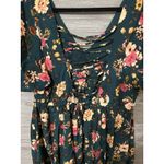Torrid 2 Dress Real Green Floral Challis Tiered Skater Corset Back Plus Strappy Photo 3