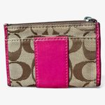 Coach Signature Canvas Pink Leather Trim Coin Purse Wallet OS Photo 2