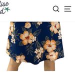 Paradise Found Floral Hawaiian Dress W/Cap Sleeves Hibiscus Garden Navy Dress Photo 2