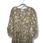 Daughters of India Kyra Midi Boho Maxi Dress Floral Print V Neck Tiered Green Size L Photo 4