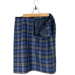 Villager Vintage  Sport Blue Grey Black Plaid Faux Wrap Skirt Women’s 12 Academia Photo 7