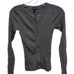 EXPRESS Vintage 2000's Y2K Long Sleeve Sweater Slim Fit Gray Ribbed Full Zip NWT Size XS Photo 0