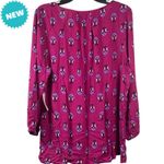 st. john's bay St John Bay Peasant Blouse Women's Size XLT Purple Floral Feather Design Boho Photo 1