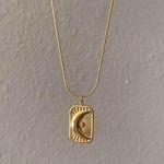 Crescent Moon Necklace Moon Star Necklace Rectangle Pendant Necklace Gold Necklace Photo 5