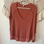 Free People  We the Free burnt Orange Waffle Shirt Photo 0