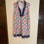 Simply Southern  Pineapple Print Tunic Dress  XL Sleeveless Collared Navy Trim Photo 10