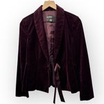 Eddie Bauer Vintage 90's Burgundy Shawl Collar Ribbon Tie Closure Velvet Jacket Photo 10