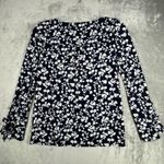 Banana Republic  Shirt Women Small Blue White Floral Flowers Casual Office Travel Photo 2