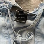 Karen Kane  Blue Flutter Sleeve Blouse with Tie Front 100%Lynocell Photo 4