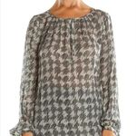 White House | Black Market  Houndstooth Print Silk Blouse Photo 1