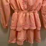 AQUA Bloomingdale's Pink Tiered Ruffled Long Sleeve Mini Dress Size XS Photo 4