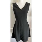 Vince  • Solid Black V Neck Fit Flare Pockets Mini Dress Photo 2