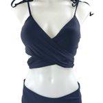 Women's Black Sleeveless Tie Strap Two Piece Twist Wrap Beach Bikini Swimwear S Photo 2