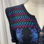 Vintage Cullinane Womens M‎ Sweater Vest Black Floral Lamb's wool blend cottage Size M Photo 2