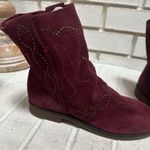 Yellow Box Burgundy Wine Suede Studded Boots ankle Booties Size 5 Photo 0