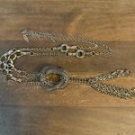 Avenue long gold tone mesh love knot chain tassel necklace Photo 1