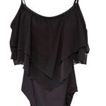 Longitude NWOT, Black Ruffle One Piece Swimsuit, Sz 10 Photo 1