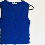 Madewell NWT Smocked Boatneck Tank in Brilliant Sapphire - Size: XXS Photo 2