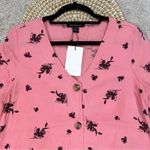 Something Navy NWT  Floral Button Up Shirt Top V-Neck Shortsleeve Flowy in Pink S Photo 2