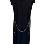 Calvin Klein maxi dress black gold toned tassel belt small soft Photo 0