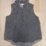 Women’s Time & Tru Dark Gray Sleeveless Button Up Henley Photo 0