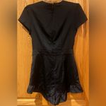 Bebe Ruffle Hem V-Neck Short Sleeve Stretch Satin Romper Jet Black Size 4 Photo 13