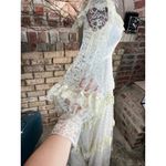 Wedding dress 1970s boho bishop sleeves ruffle train white cream Size 10 Photo 9