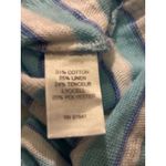 J.Jill  Striped Tunic Top Shirt Womens Size Medium Aqua White Blue Linen Blend Photo 4
