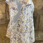 Flirty Wild Fable Yellow Lavender Floral Crop Top Women Medium Flutter Sleeves Photo 4