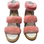 UGG NWT  Del Rey Fluff Heel light pink chunky heeled sandals w/fur accent / 6 Photo 5