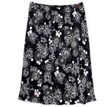Apostrophe Skirt Womens Small Black White Floral A-Line Knee Length Lined Photo 6