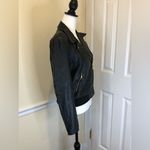 Free People Black Faux Leather Jacket w Floral Lining Sz Small Photo 4