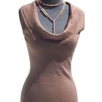 Cache  Brown Reversible Stretch Shawl Collar Top New Silk Nylon Knit NWT $88 Photo 5