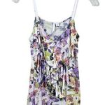 LC Lauren Conrad  Floral Ruffle Tank White/Purple Top Photo 0
